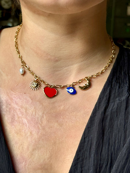 Collier breloques coeur - AMANDINE