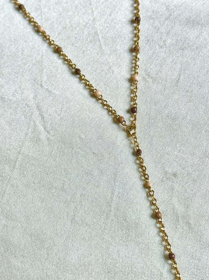 Collier perles marron Y doré - KENNEDY