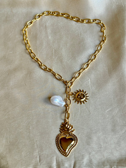 Collier chaine doré coeur - JULIE