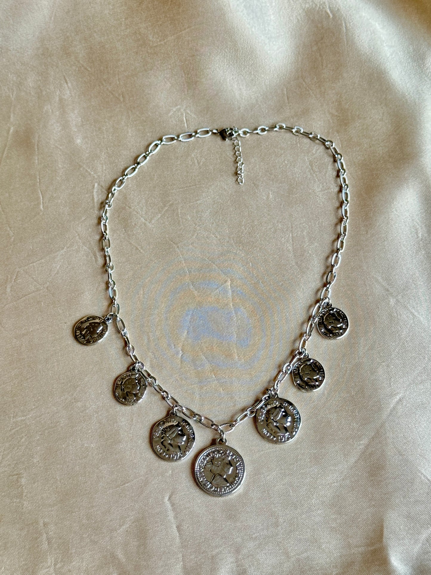 Collier breloques pièces argenté - LÉA